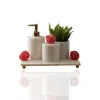 Marleth White / Red Red Knot Marble Bathroom Set  & Handcrafted Four-pieces