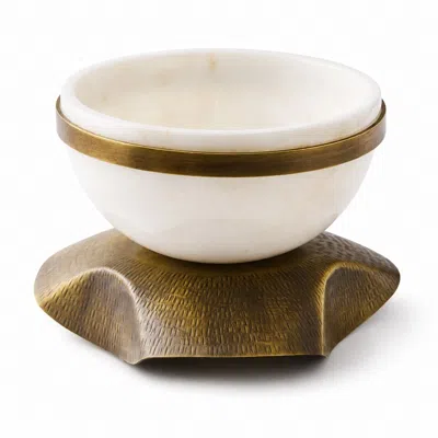 Marleth White Round Marble Bowl Brass Ring