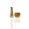 Marleth White / Yellow / Orange Set Of Two Murano Colored Glass Vases With Satin Leaf Detail – Golden Amber