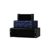 Marleth Women's Black / Blue Set Of Three Blue & Black Leather Boxes With Brass Stud Detailing In Multi
