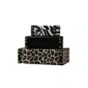 Marleth Women's Black / White Set Of Three Leather Storage Boxes With Brass Stud Detail In Multi