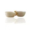 Marleth Women's Gold / White Set Of Two White Marble Mini Bowls With Gold Ring Accent