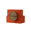 Marleth Women's Orange / Gold Orange Leather Boxes With Brass Half-moon Handle, Set Of Two