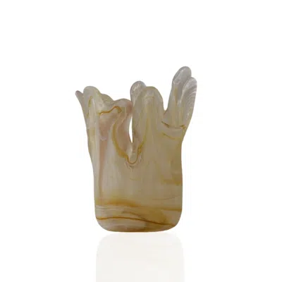 Marleth Yellow Amber Amorphous Frosted Glass Vase In Neutral