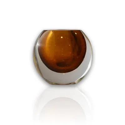 Marleth Yellow / Orange Murano Colored Glass Sphere Sculpture – Honey Amber Core