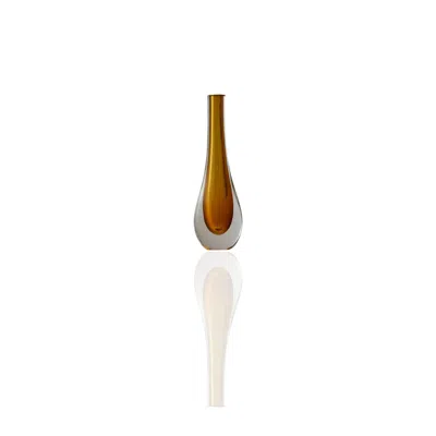 Marleth Yellow / Orange Murano Colored Glass Vase – Amber Teardrop Form