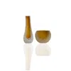 Marleth Yellow / Orange / White Murano Glass Vase & Bowl Set With Almond Motif – Amber Frost Finish