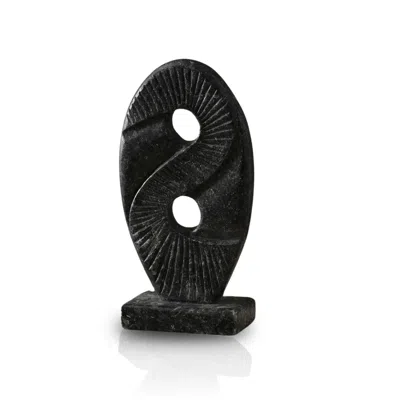 Marleth Yin-yang Black Marble Relief Sculpture