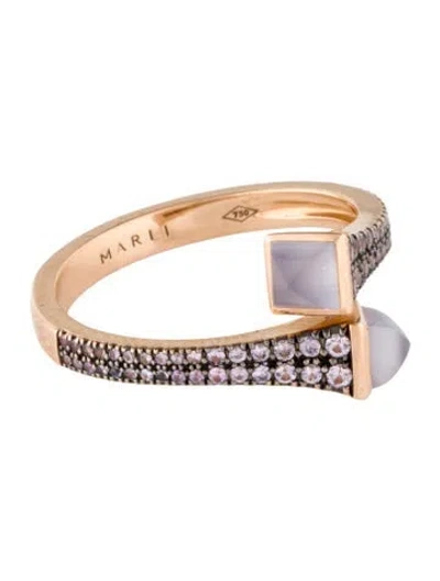 Pre-owned Marli 18k Chalcedony & Sapphire Cleo Cocktail Ring In Multi