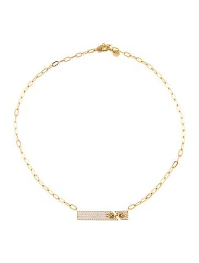 Pre-owned Marli 18k Diamond Bar Pendant Necklace, 14" In Multi