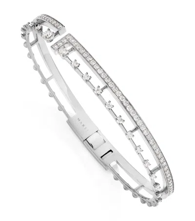 Marli New York Large White Gold And Diamond Avenues Bangle