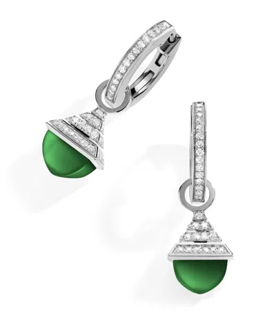 Marli New York Mini White Gold, Diamond And Agate Cleo Rev Drop Earrings