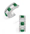 Marli New York Mini White Gold, Diamond And Agate Life Hoop Earrings In White