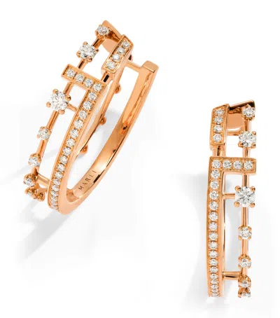 Marli New York Rose Gold And Diamond Avenues Hoop Earrings