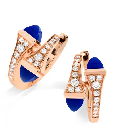 Marli New York Rose Gold, Diamond And Lapis Lazuli Cleo Huggie Earrings