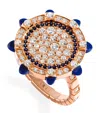 Marli New York Rose Gold, Diamond And Lapis Lazuli Tip-top Statement Ring In Rose Gold