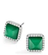 Marli New York White Gold, Diamond And Agate Cleo Pyramid Earrings In White