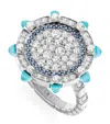 Marli New York White Gold, Diamond, Sapphire And Chalcedony Tip-top Statement Ring In White