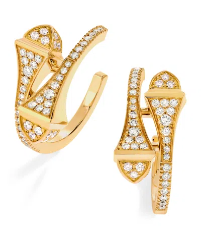 Marli New York Yellow Gold And Diamond Cleo Open Hoop Earrings