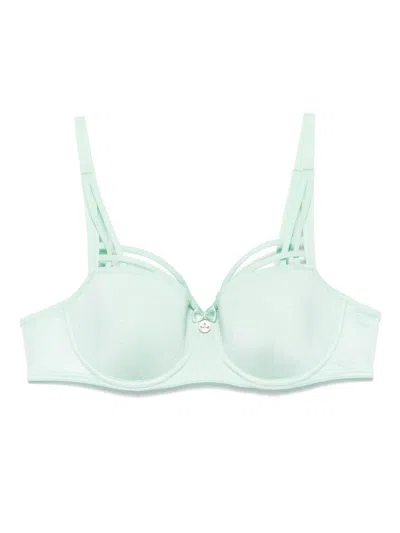 Marlies Dekkers Floral-lace Padded Balcony Bra In Blue