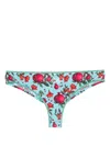 Marlies Dekkers Forbidden Fruit-print Glitter Thong In Blue