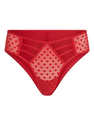 Marlies Dekkers Heart-print Brazilian Briefs In Red