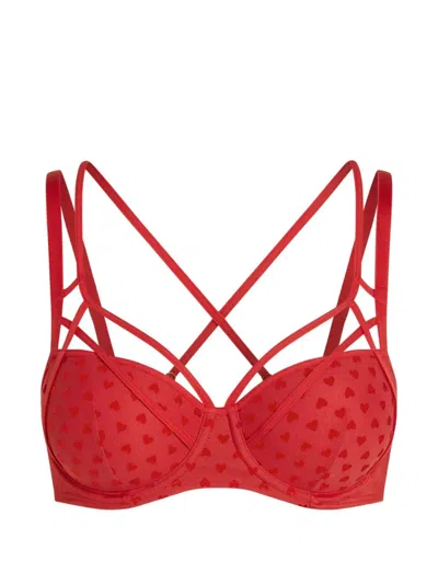 Marlies Dekkers Heart-print Strap-detail Bra In Red