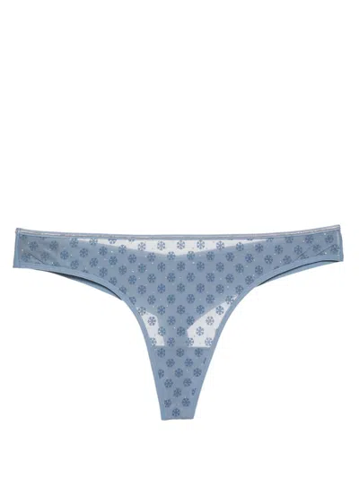 Marlies Dekkers Snowflake Mesh Thong In Blue