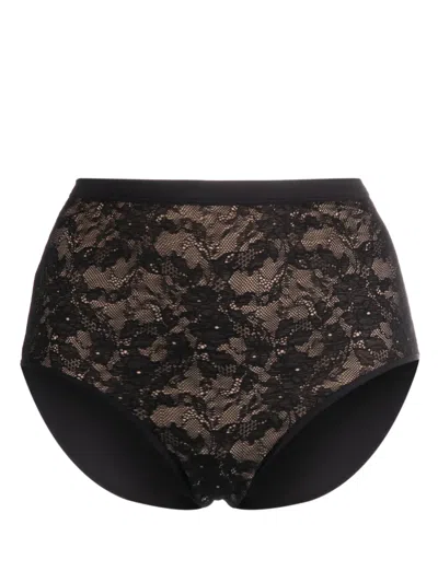 Marlies Dekkers Taboo Floral-lace High-waist Briefs In 黑色