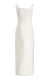 Marlies Grace Allegra Floral-appliquéd Satin Maxi Dress In White