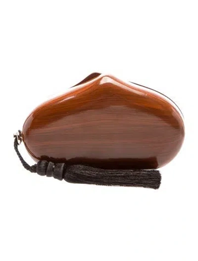 Pre-owned Marlies Grace Clutch In Brown