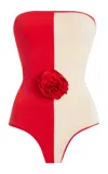 Marlies Grace Como Two-tone Floral Swimsuit In Red