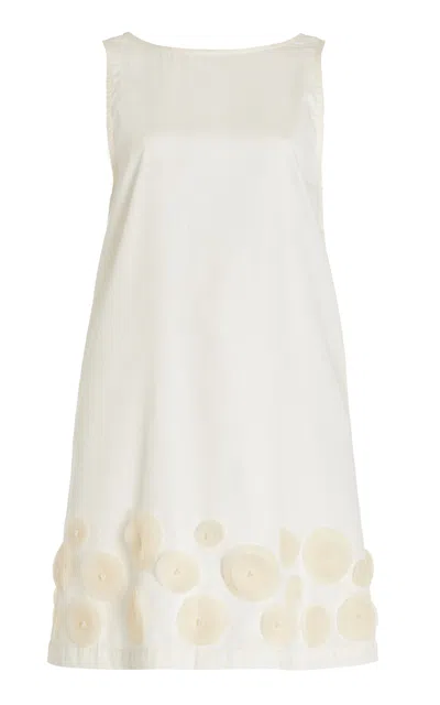 Marlies Grace Daisy Embellished Cotton Mini Dress In Ivory