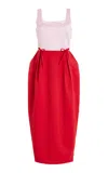 Marlies Grace Exclusive Bow-detailed Satin Midi Dress In Red