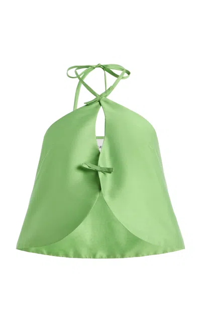 Marlies Grace Exclusive Celeste Taffeta Halter Top In Green