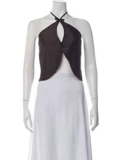 Pre-owned Marlies Grace Halterneck Sleeveless Top W/ Tags In Brown