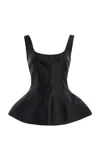 Marlies Grace Ivy Satin Peplum Top In Black