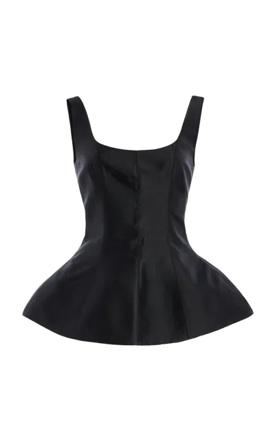 Marlies Grace Ivy Satin Peplum Top In Black