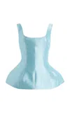 Marlies Grace Ivy Satin Peplum Top In Blue