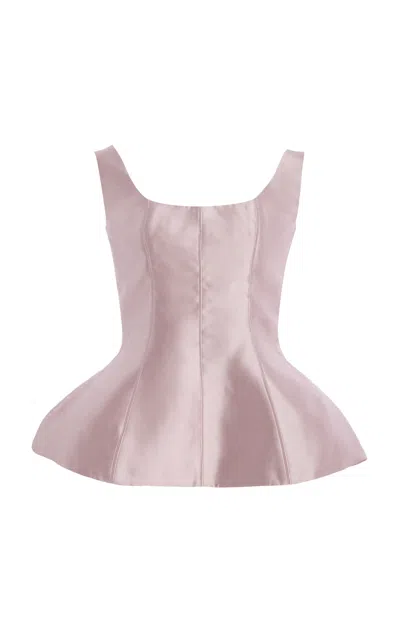 Marlies Grace Ivy Satin Peplum Top In Pink