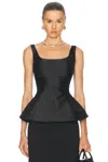 Marlies Grace Ivy Satin Peplum Top In Black
