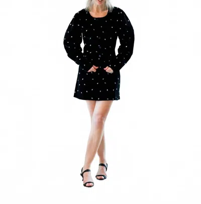Marlies Grace Jackie Long Sleeve Top In Black Velvet Embroidery
