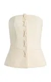 Marlies Grace Olivia Bow-detailed Wool-blend Strapless Top In White