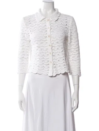 Pre-owned Marlies Grace Patterned Sweater In White