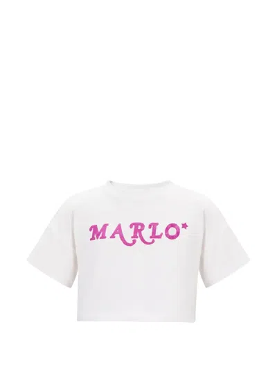 Marlo Kids' Abigail Logo-embroidered Cropped T-shirt In White
