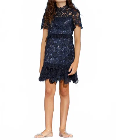 Marlo Kids' Audrey Lace Dress In Navy In Blue