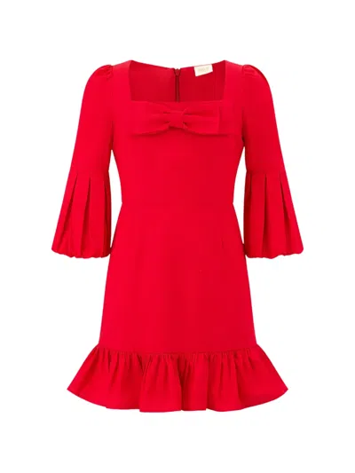 Marlo Bow-detail Ruffled Dress In Red