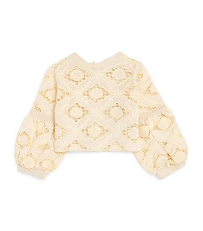 Marlo Kids' Cotton Embroidered Ava Top In Neutral