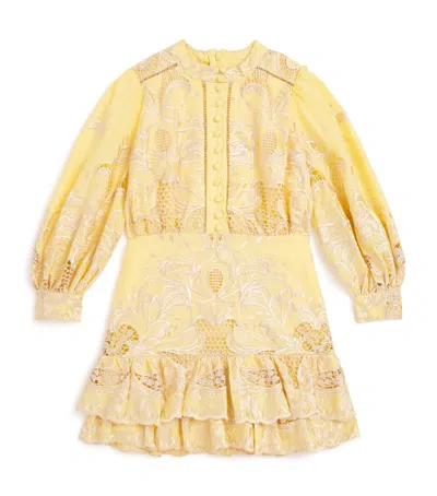 Marlo Kids' Cotton Embroidered Charm Mini Dress In Orange