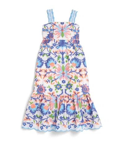 Marlo Kids' Cotton Embroidered Joanna Maxi Dress In Blue